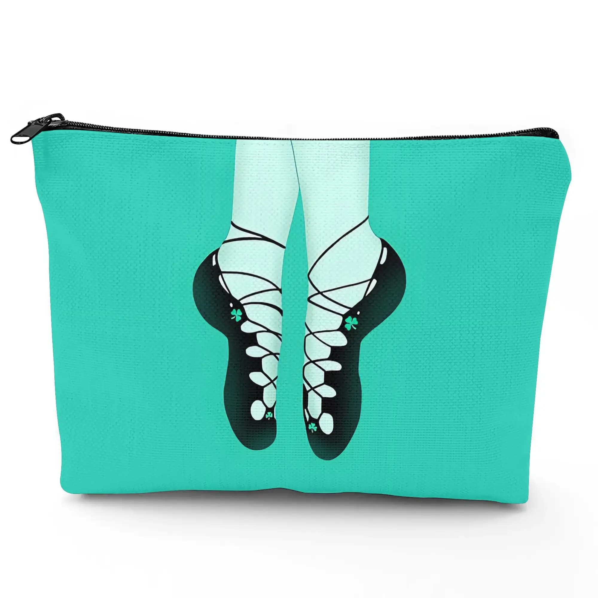 Borsa per il trucco con design a forma di scarpa da ballo irlandese - Pochette multifunzionale con cerniera per donna, perfetta borsa da viaggio con cerniera, divertente regalo di compleanno