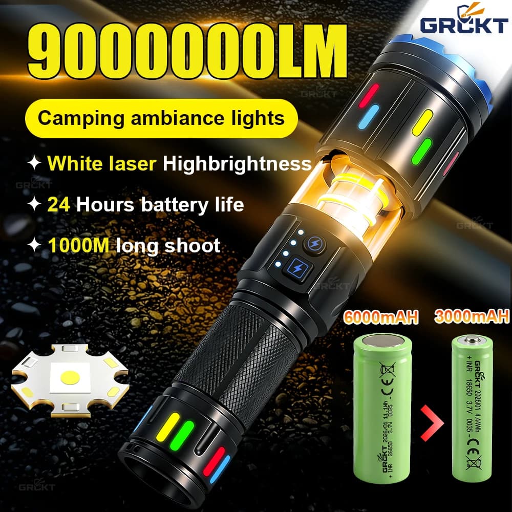 XHP70 Torce da campeggio ad alta potenza Torce portatili ricaricabili Torcia LED con zoom per lanterna da campeggio all'aperto
