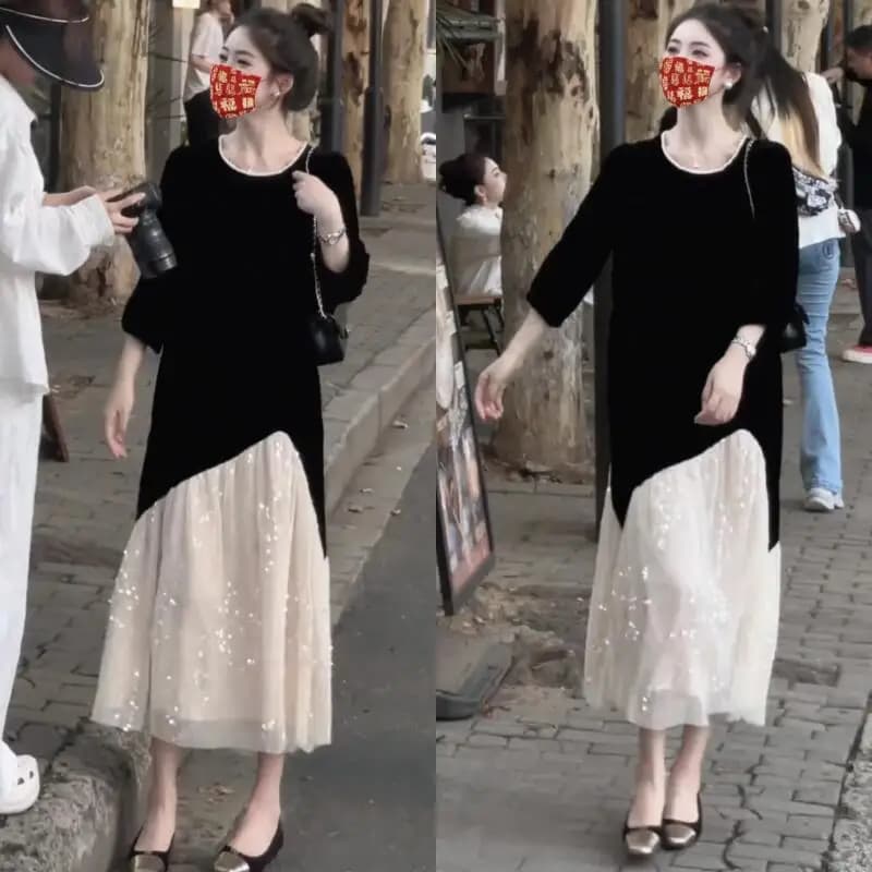 2026Newmodelnewstylish Highend Plus Size Paillettesmeshsplicing Withsenseluxurytemperamentshowing Offthe Stylethejumpsuitong Gonna