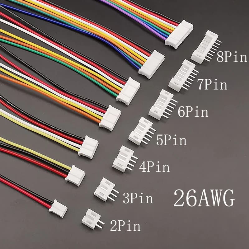 5 Set Mini Micro JST PH2.0 Passo 2.0mm 2/3/4/5/6/7/8 Pin Connettori Femmina e Maschio Connettore Alloggiamento Con Cavo Filo 26AWG