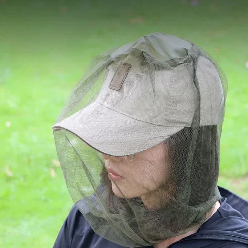 Outdoor Fishing Hat Mosquito Insect Bug Mesh Head Net Face Protector Sun Shade Cap for Camping Travel