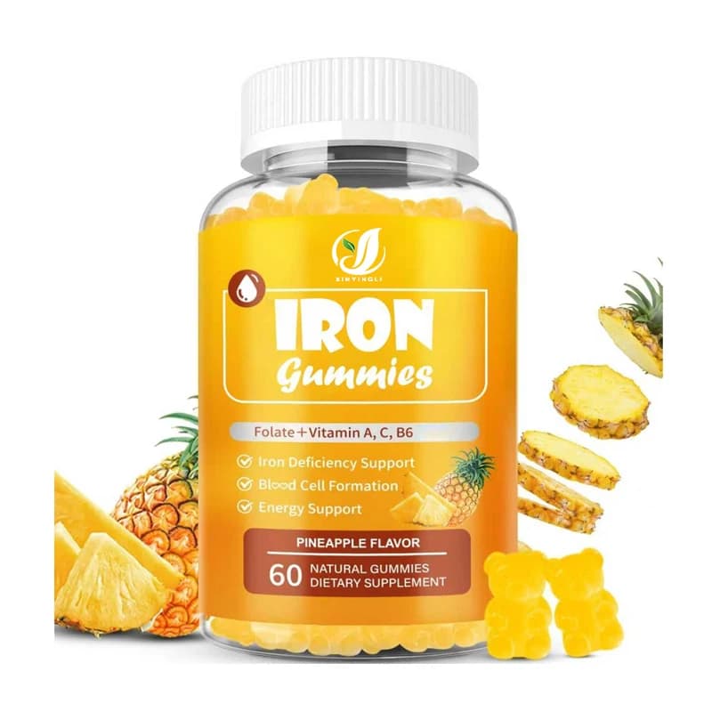 Integratore di Ferro Vegetale in Gommose per Adulti - Contiene Vitamina A, C, Zinco - Supporto per Salute ed Energia