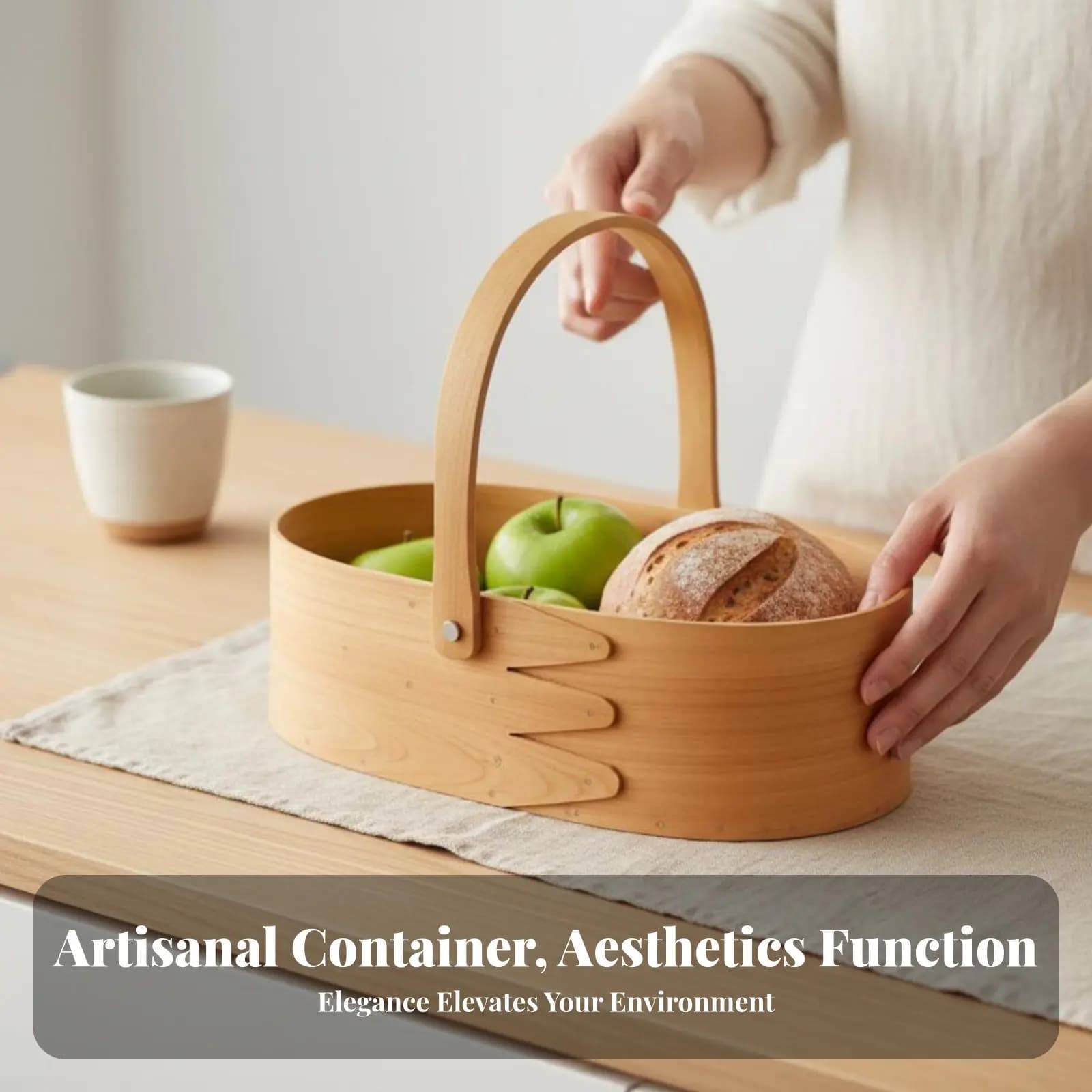 Contenitore per Trucioli di Legno con Manico, Design Giapponese Intrecciato, Adattabile per Campeggiatori, Abitanti Domestici, Cucina