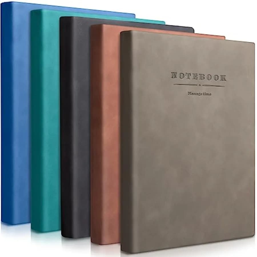 5 Pack A4 Notebooks Large Journal 360 Pages Leather Softcover Hardcover Notebooks Thick Paper Lined Note Writing Notepad for Tr