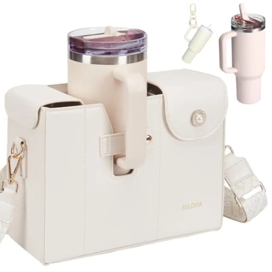Borsa Porta Bottiglia d'Acqua con Tasca per Borraccia, Borsa a Tracolla Portatile per Tumbler