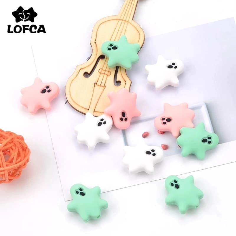 LOFCA Perline in silicone fantasma 5 pezzi Perline Focus per la creazione di gioielli per realizzare braccialetti Portachiavi fai da te Collana Accessori per gioielli