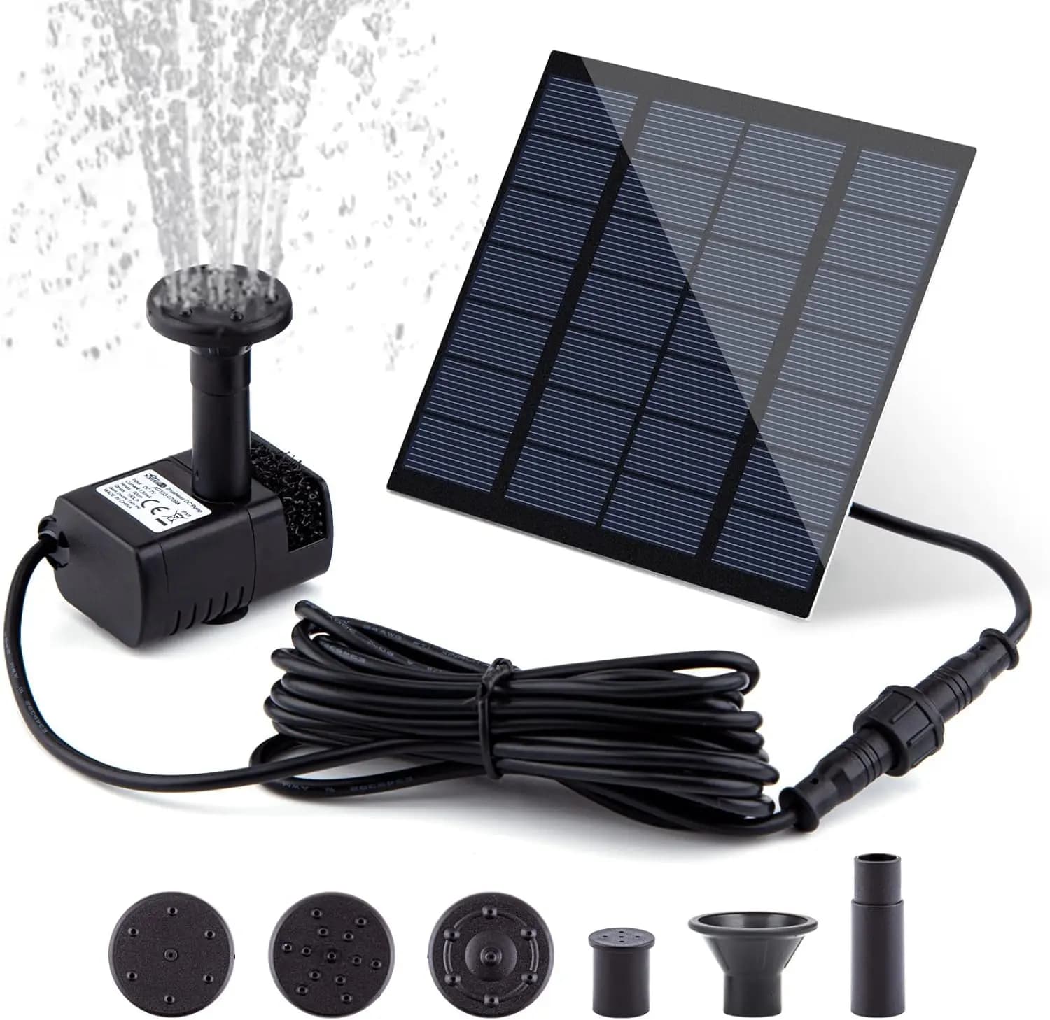 Kit Pompa con Pannello Solare Separato, Pompa Solare per Acqua da 1,8 W Aggiornata con Cavo Lungo 3 M e 4 Ugelli