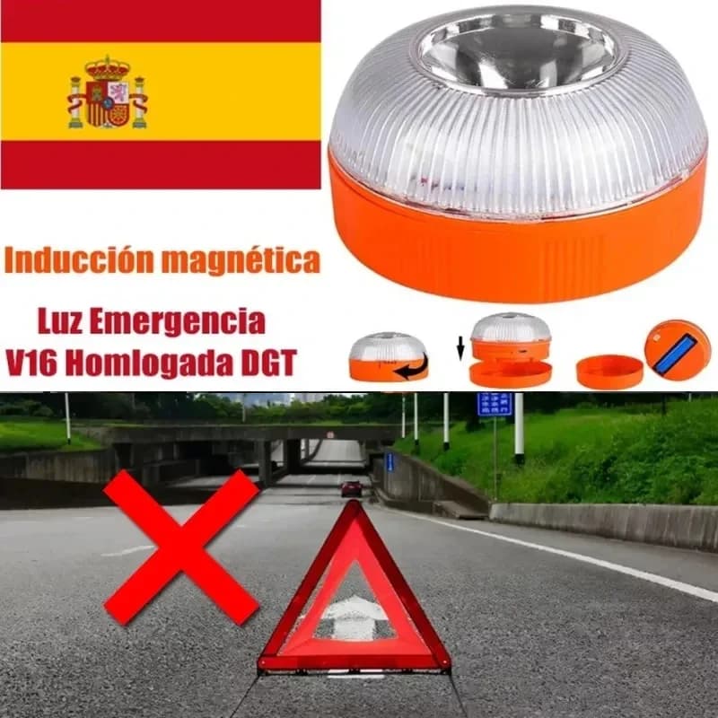 Faro di emergenza per auto ricaricabile tramite USB V16 – Spia stroboscopica a induzione magnetica per segnale di sicurezza lampeggiante