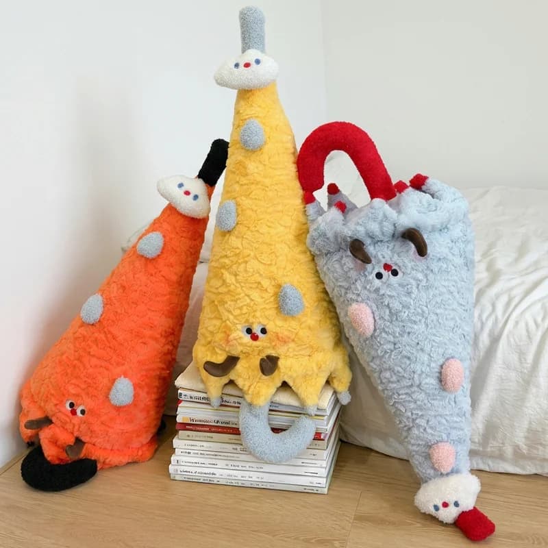 80CM Cartoon Umbrella Plush Toys Lovely Soft Creative Home Throw Pillow Funny Kids Game Props Kawaii Room Decor Funny Gift