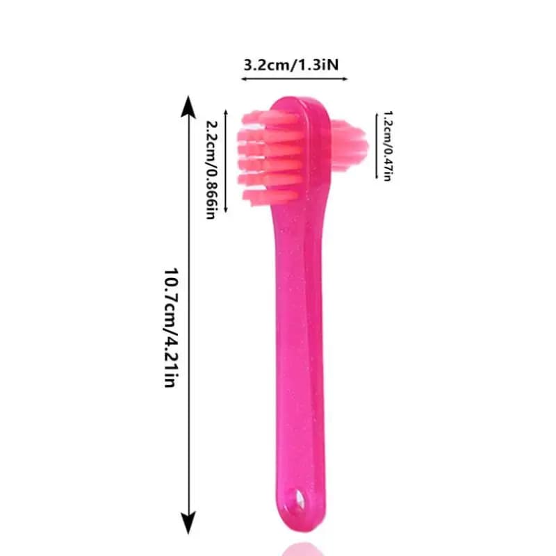 Spazzolino per Dentiere a Forma di T, 1 Pezzo, in Plastica con Doppia Testa per Pulizia di Dentiere Parziali e Complete, Cura Domestica