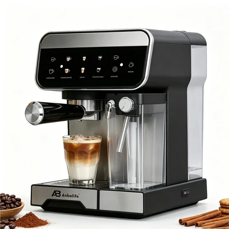 19 Bar NTC Temperature Control Stainless Steel Self Cleaning Program Compact Espresso Coffee Machine With Color Display