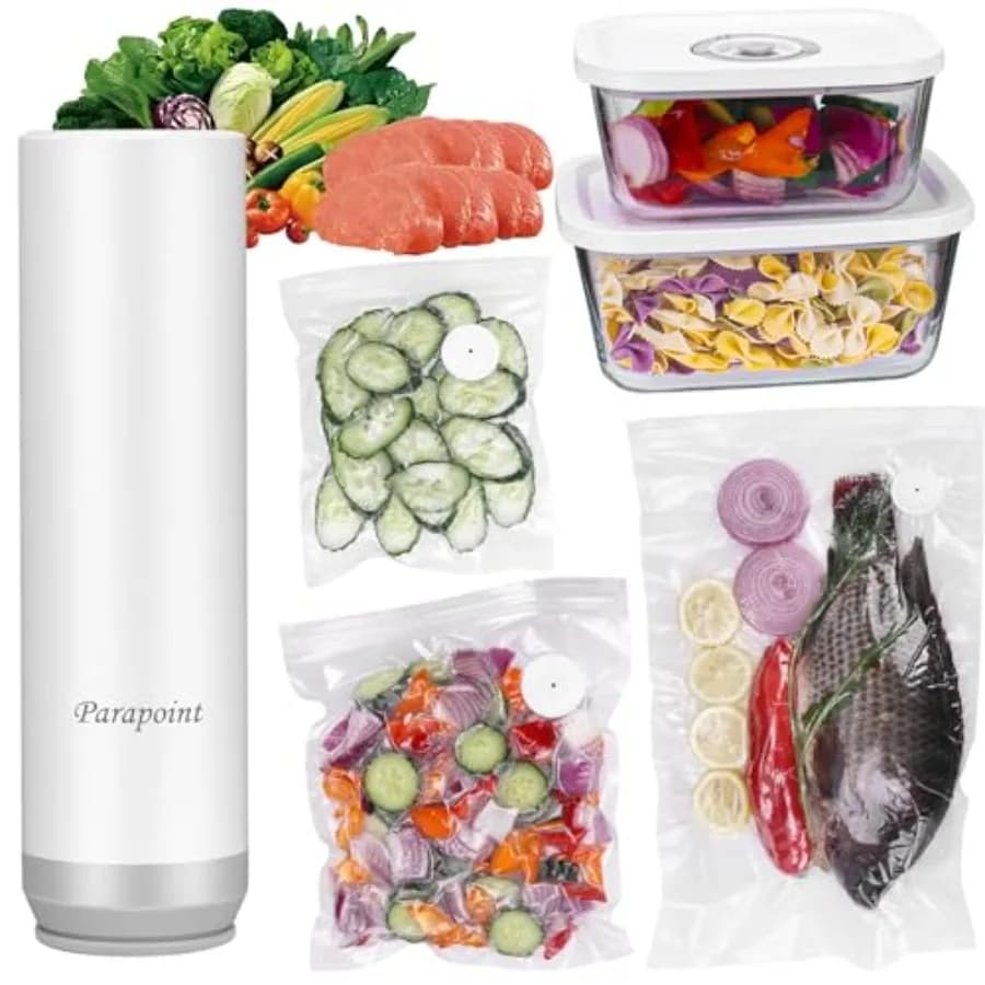 Macchina Sigillatrice Portatile per Alimenti con Contenitori in Vetro e Sacchetti Riutilizzabili per Conservazione in Cucina, Potente Sigillatura Sottovuoto, Nera