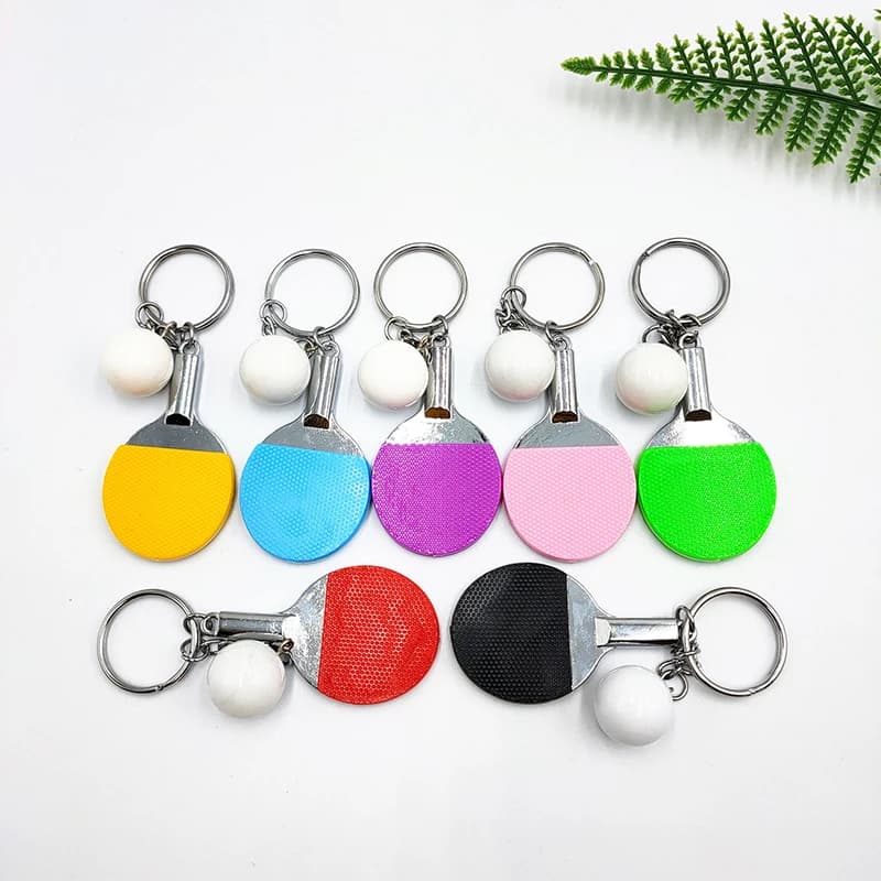 Portachiavi con Pallina da Ping Pong e Racchetta da Tennis da Tavolo, Ciondolo Decorativo per Borsa, Souvenir Regalo