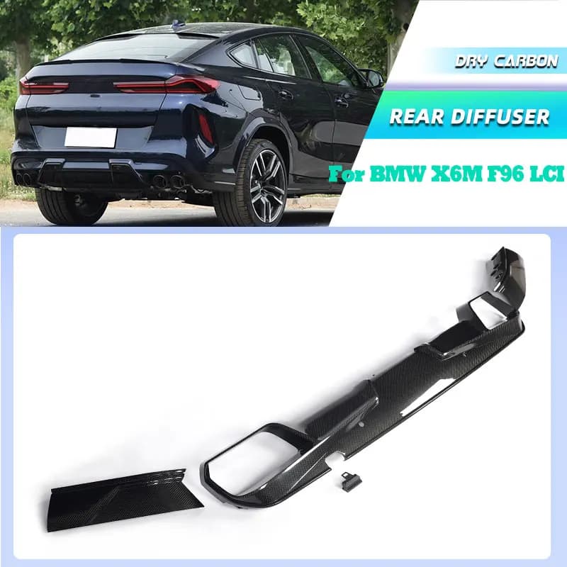 Prepreg Dry Carbon Car Rear Bumper Diffuser Lip Spoiler for BMW X6M F96 LCI 2023 2024 Racing Rear Apron Lip Splitters Body Kits