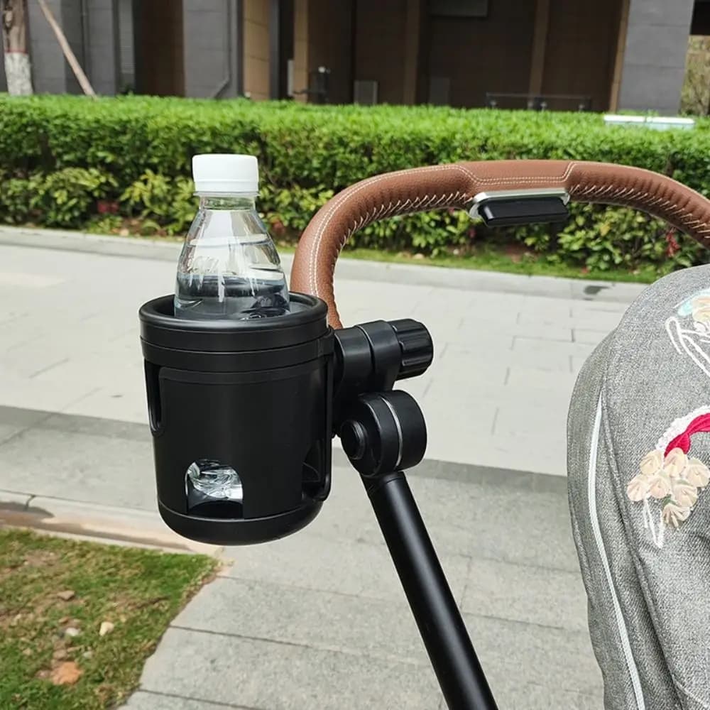 Portabicchieri per passeggino antiscivolo 2 in 1, regolabile, facile da installare, organizer per bottiglie d'acqua per passeggino