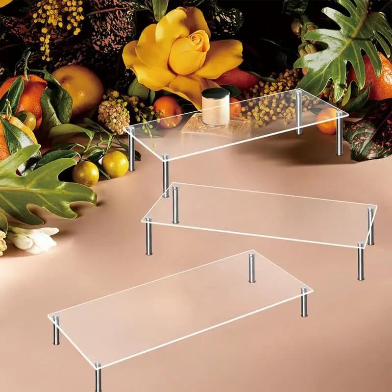 Supporto da tavolo quadrato in acrilico Vetrina in plexi-vetro Scaffale Riser Vassoio da portata Organizzatore di profumo Strumenti per cupcake