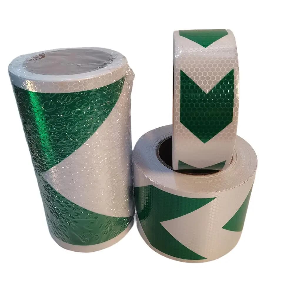 5 cm/10 cm/20 cm * 5 M Freccia Nastri di Sicurezza Riflettenti Bianco-Verde Autoadesivi Adesivi Impermeabile Riflettori di Visibilità Pellicola Per Auto