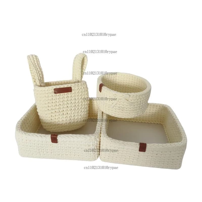 Single-layer Moses basket, storage basket and handbag hand-crocheted with crochet hook