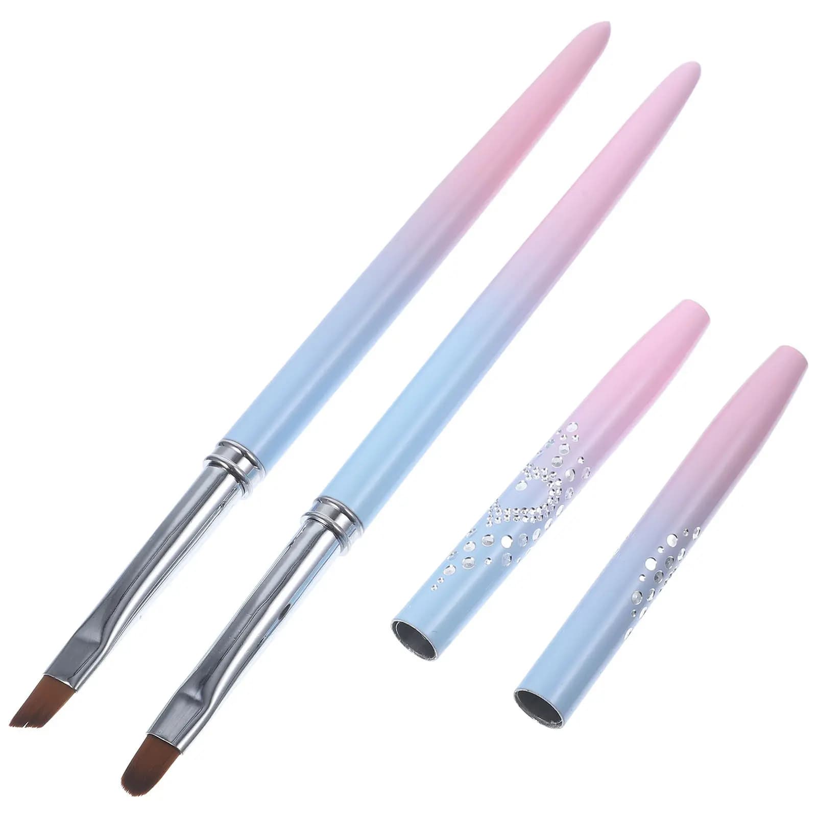 Set di 2 Pennelli per Nail Art, Strumenti Delicati in Metallo per Decorazione Unghie, Punta Fine per Manicure, Accessori per Salone e Fai-da-Te