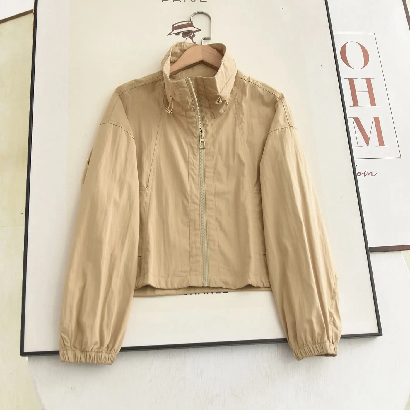 Giacca Corta Casual da Donna con Zip, Protezione UV, Maniche Lunghe, Collo Alto, Stile Semplice per Primavera Estate