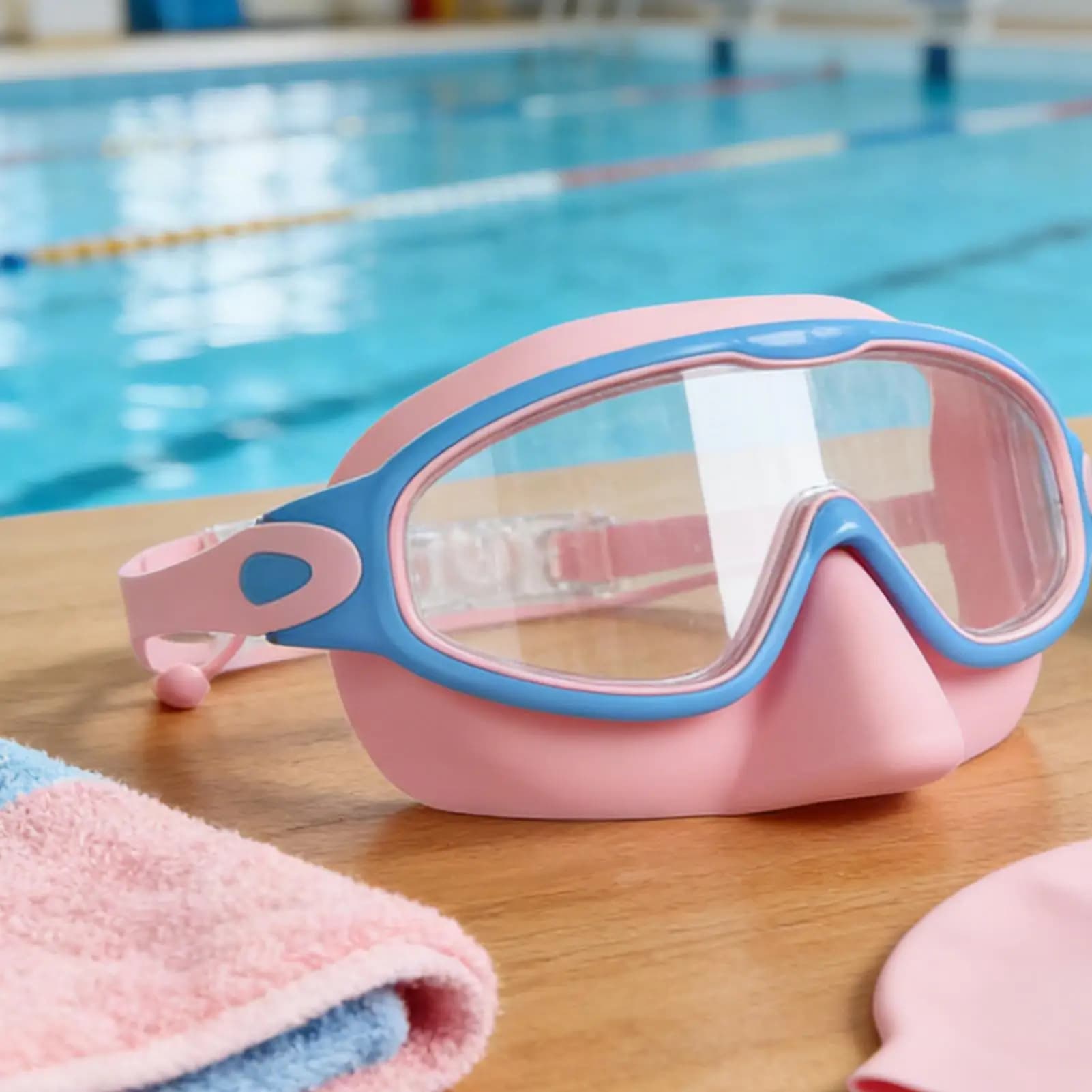 Occhialini per bambini con fibbia regolabile a prova di perdite, occhialini per nuoto per piscina, per allenamento, spiaggia, parco divertimenti, ragazzi, ragazze, 3-14 anni