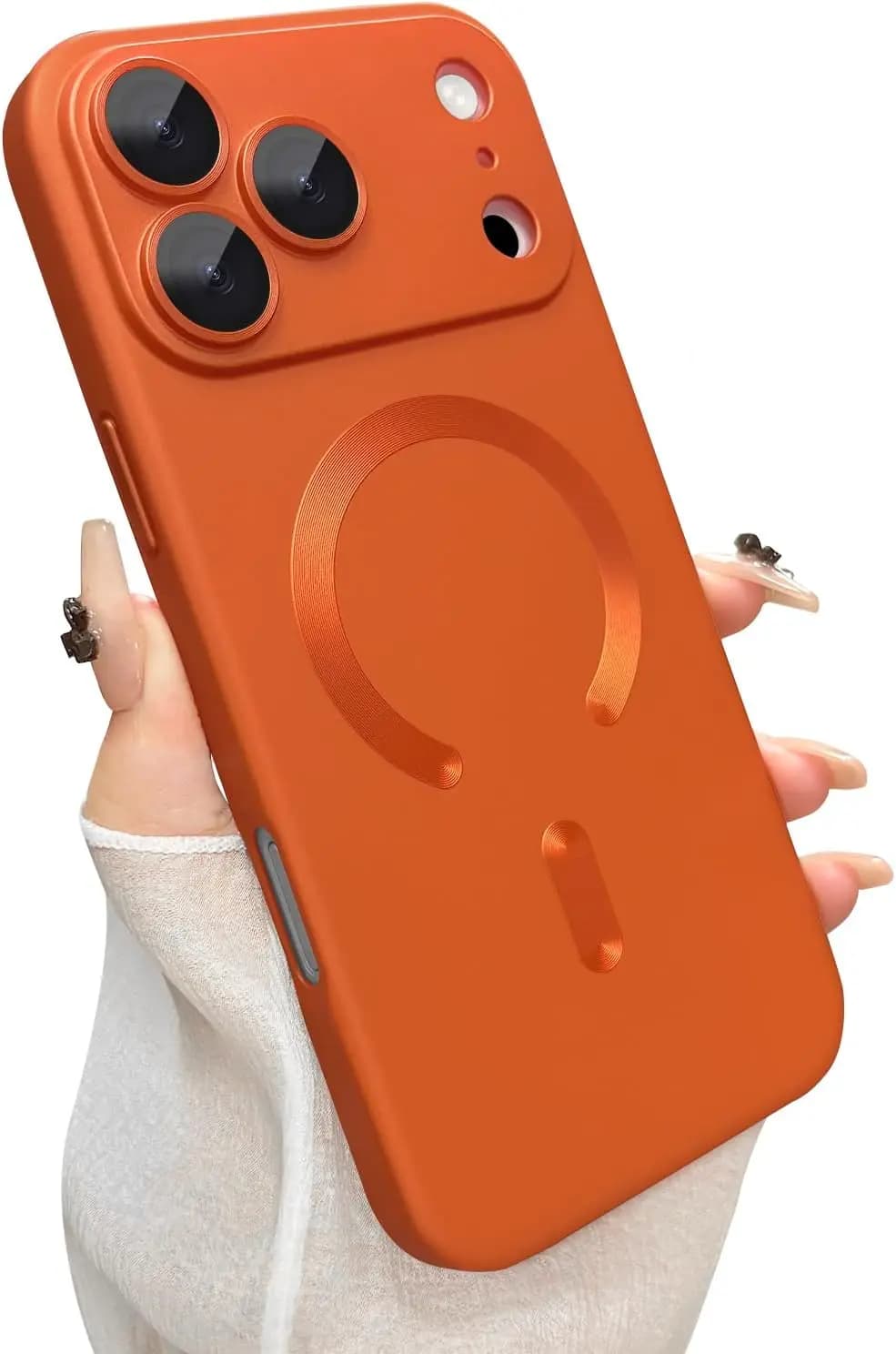 Cover Magnetica con Vernice Metallizzata per Custodia MagSafe per iPhone 17 Air 16 E 15 14 Plus 13 12 11 Pro Max, Ricarica Wireless e Protezione Lente