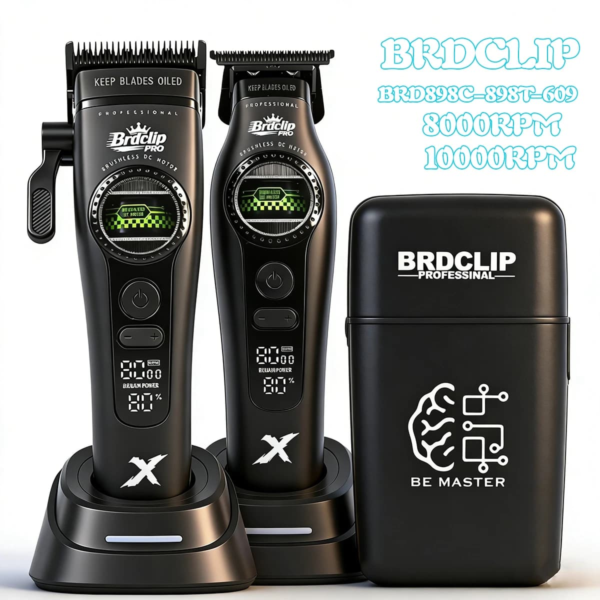 Professional Razor from Barbiere 10000RPM BRDCLIPR 6000RPM-8000RPM, Haircut with Brushless Motor to Exterior Roll, Stackable Blades