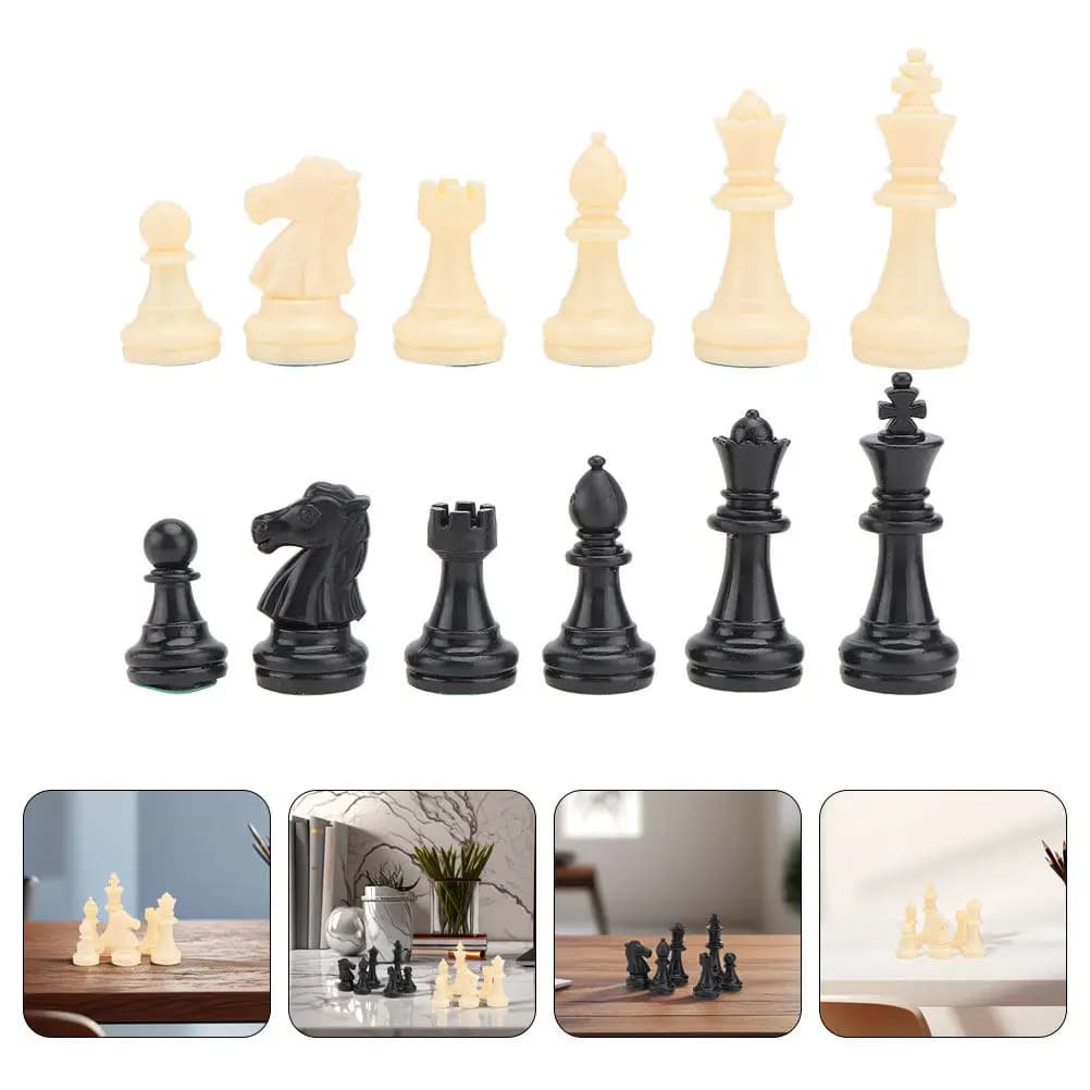 Set di Scacchi in Plastica da 32 Pezzi, Design Stabile per Viaggi, Casa, Ufficio, Accessori Unici per Giochi da Tavolo