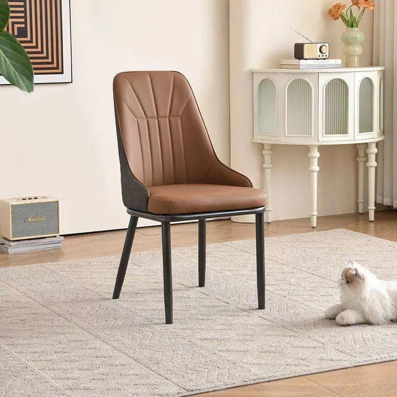 Modern Light Luxury Hotel Dining Chair with High Backrest and Soft Cushion, Suitable for Small Apartments, Private Rooms, Cafes