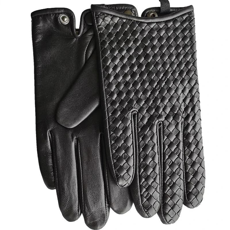 Guanti da uomo in vera pelle di pecora Fodera in seta sottile traspirante Touchscreen Guanti da moto da guida per ciclismo all'aperto