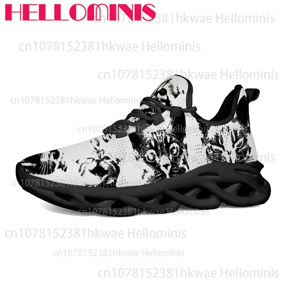 Cat Men Women Sneakers Easy To Wear Black and White Pattern Cool Personalized Design Wear-resistant Adult Durable Hiking Boots