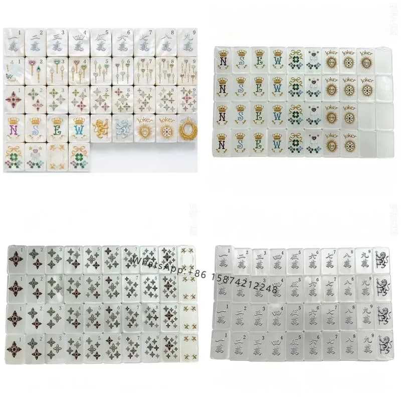 Factory Custom Logo Mahjong Tiles White Pearl Acrylic Durable Eco-Friendly American Mahjong Set Bulk Wholesale