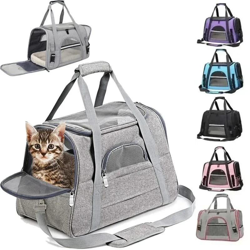 Zaino Trasportino per Animali Domestici, Borsa a Tracolla Pieghevole e Traspirante, Borsa da Viaggio per Cani e Gatti