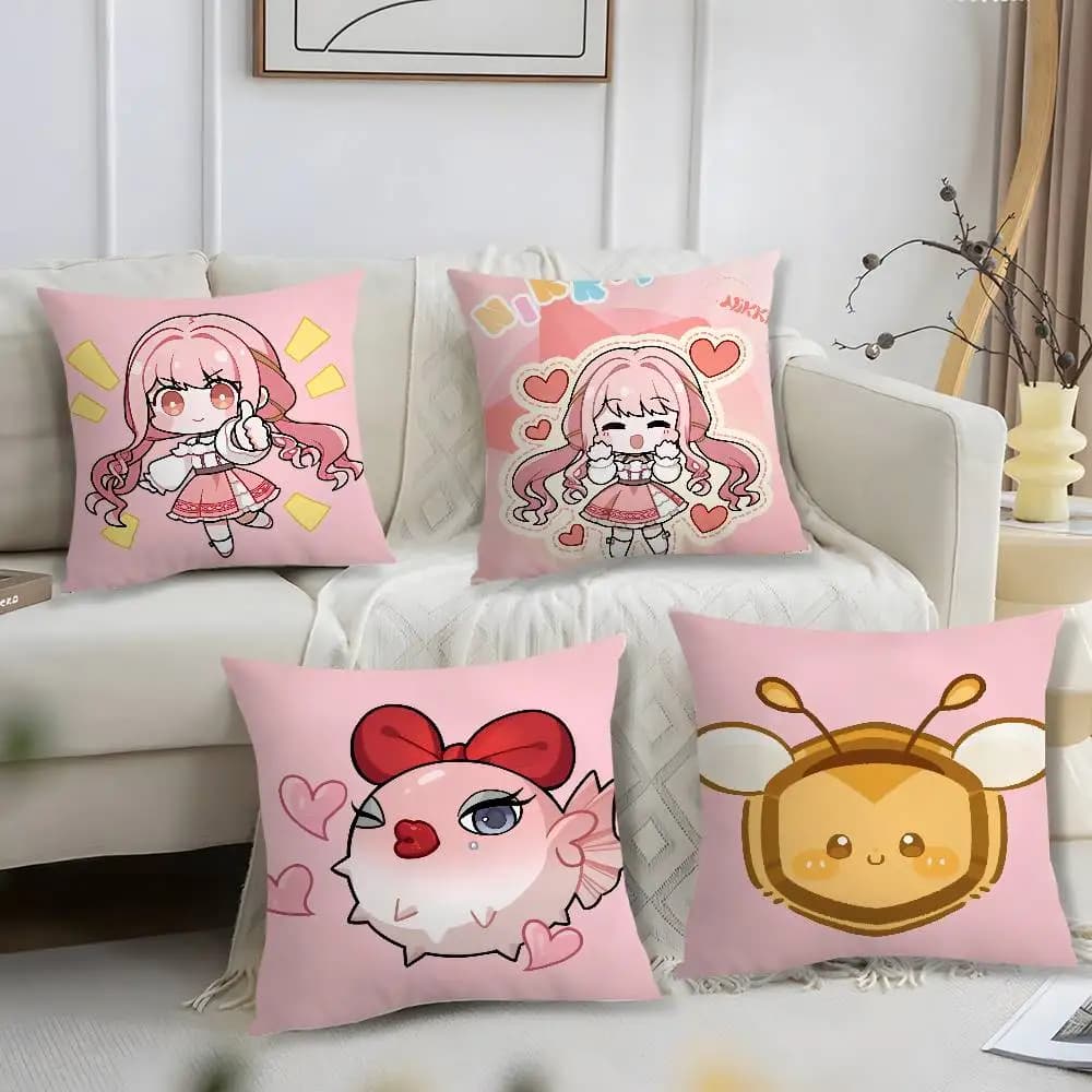 Gioco carino N-Nikki Federa per cuscino corta in peluche con stampa Fodera per cuscino quadrata Fodere per cuscini per divano Decorazioni per la casa