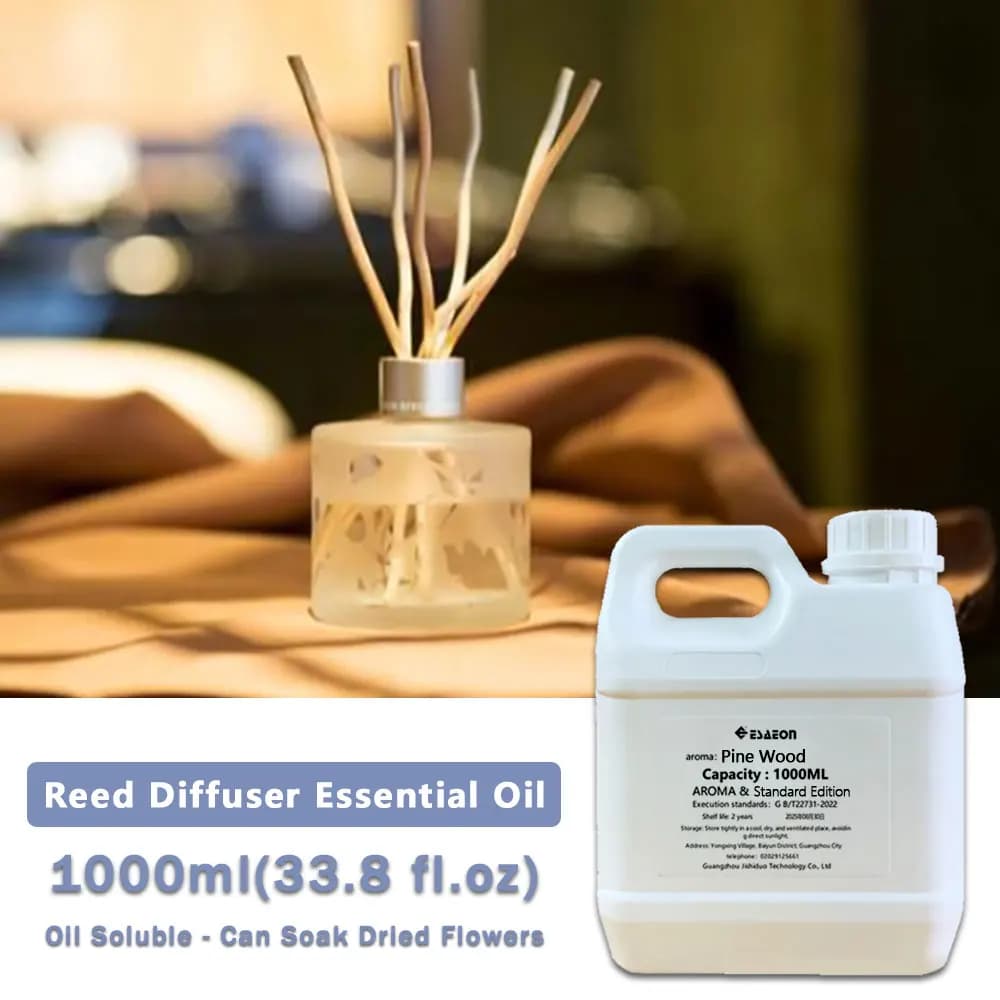ESAEON 1000ml (33.8 fl.oz) Pine Wood Essential Oils - For Reed Diffuser & Fireless Aroma, Rattan Diffuser Replenishes Essence