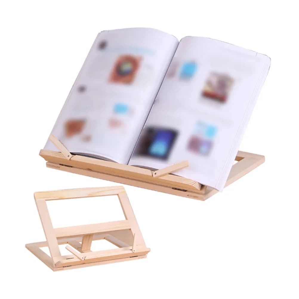 Supporto per Libri Pieghevole in Legno, Altezza Regolabile, Stand da Lettura Portatile per Scrivania, per Libri, Tablet, Laptop, Studio, Lavoro, Ufficio