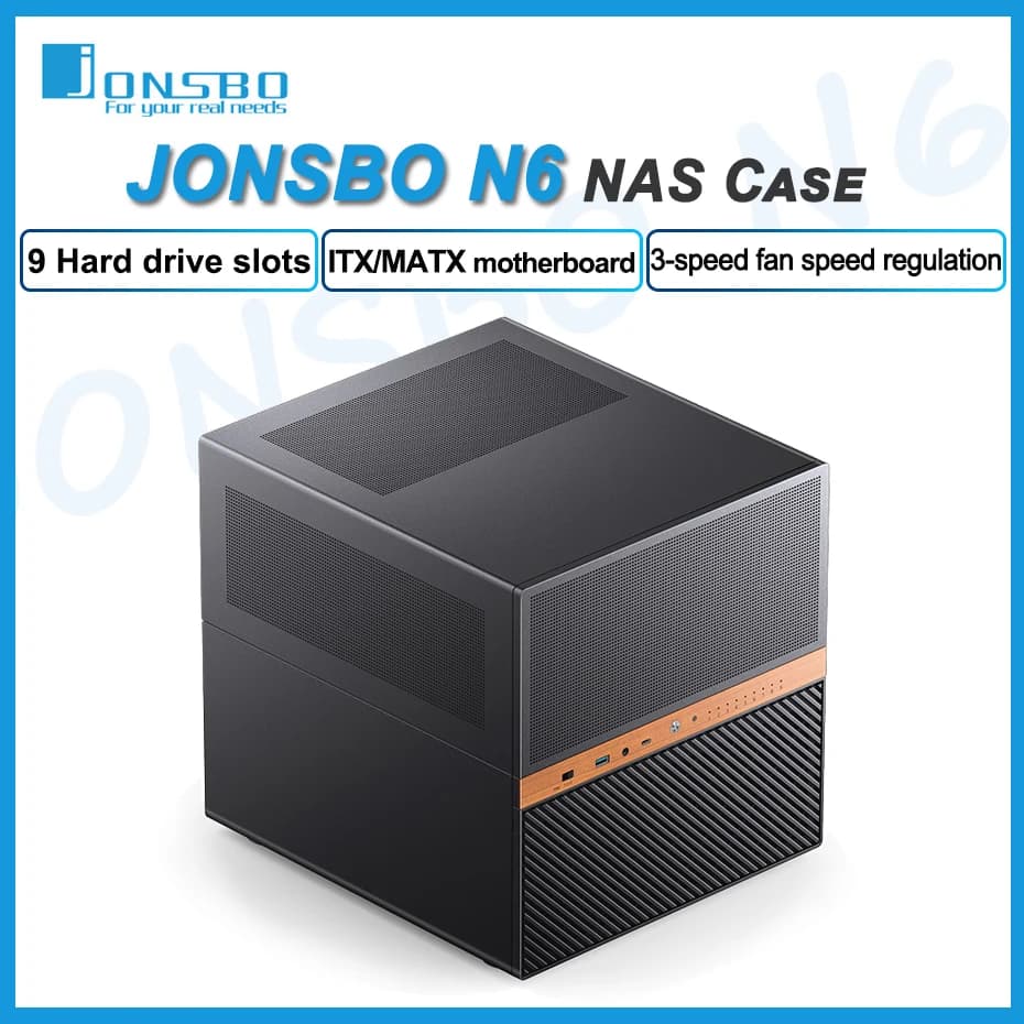 Case NAS JONSBO N6 con 9 Posizioni per Disco Rigido, Server di Archiviazione di Rete, Chassis Desktop MATX, Supporta Raffreddamento a Liquido 240, Doppia Alimentazione