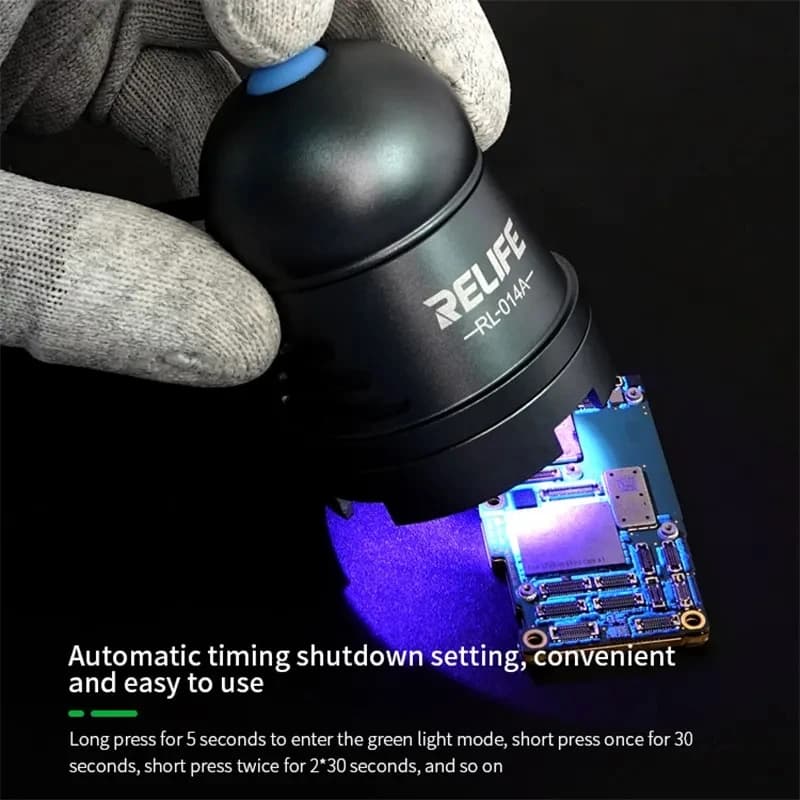 RELIFE RL-014A/D/C RL-014 Efisien UV Polimerizzazione Lampu USB Interruttore di tempo regolabile Lampada frontale portatile Manik Hijau Colla a olio Polimerizzazione Alat