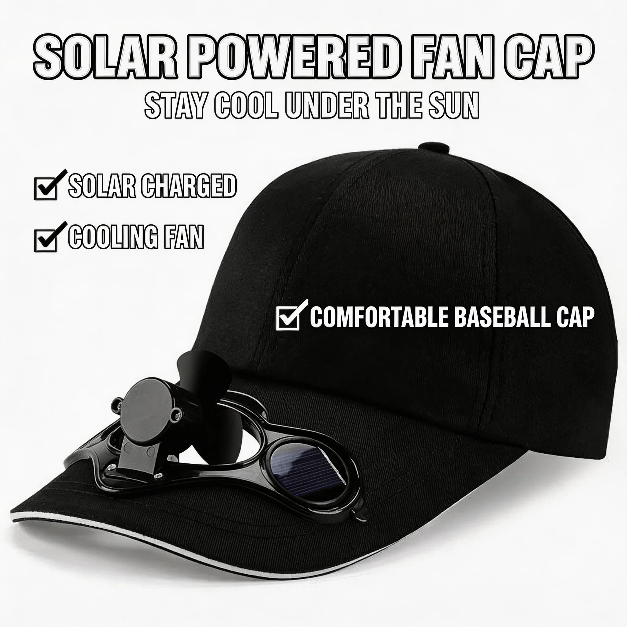 Cappello con ventola solare, protezione UV, leggero, in rete, con ventola di raffreddamento, per pesca, golf, viaggi, sport, articolo estivo, pieghevole, portatile