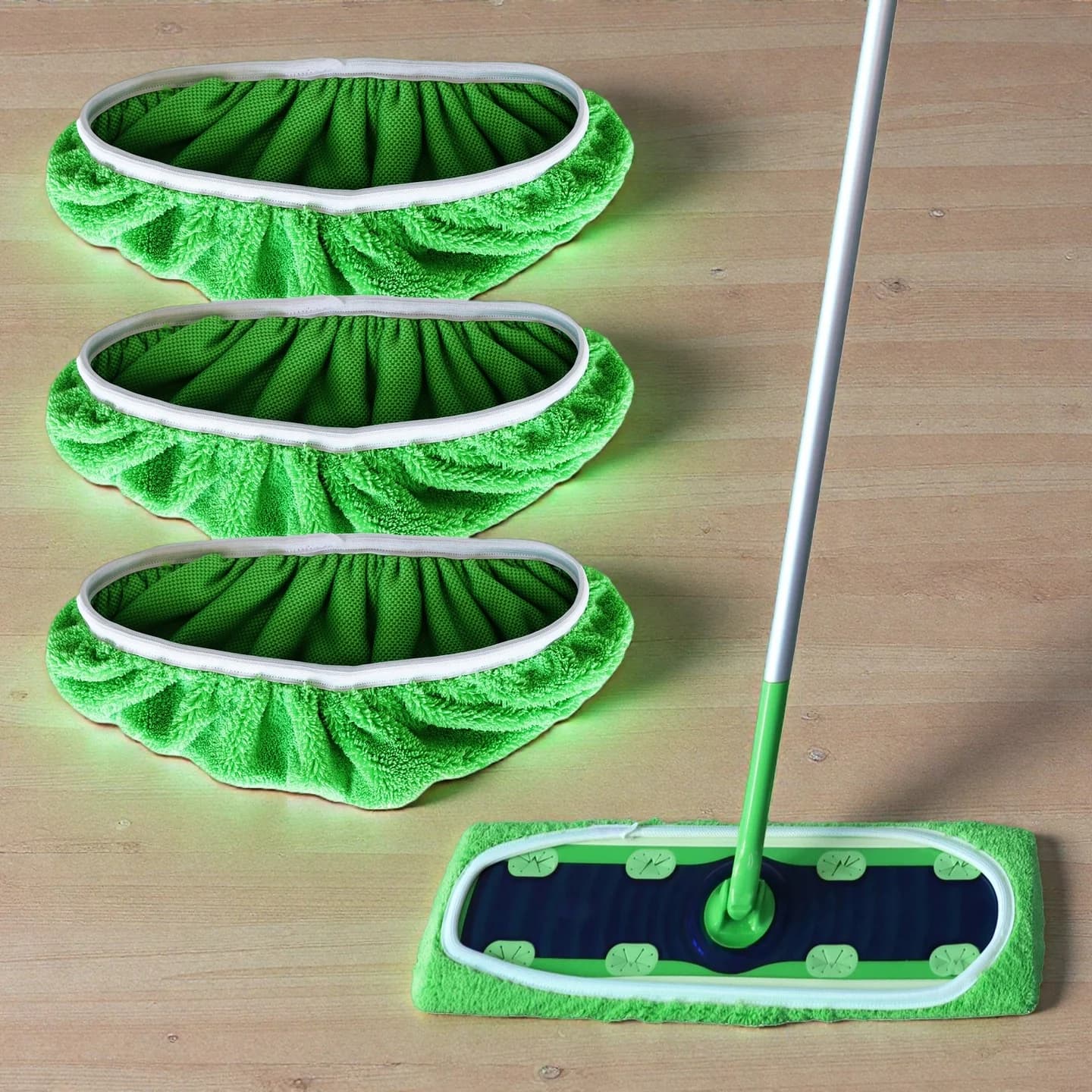 JINYUDOME 3 pieces reusable microfiber cloths for swivel Swiffer XL green dry washable and wet floor cloth 17 * 5 "