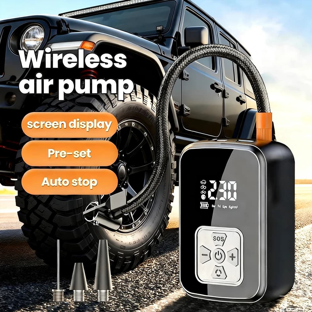 Pompa d'Aria Elettrica Portatile YIJU, Gonfiatore Intelligente Digitale per Pneumatici di Auto, Moto e Biciclette