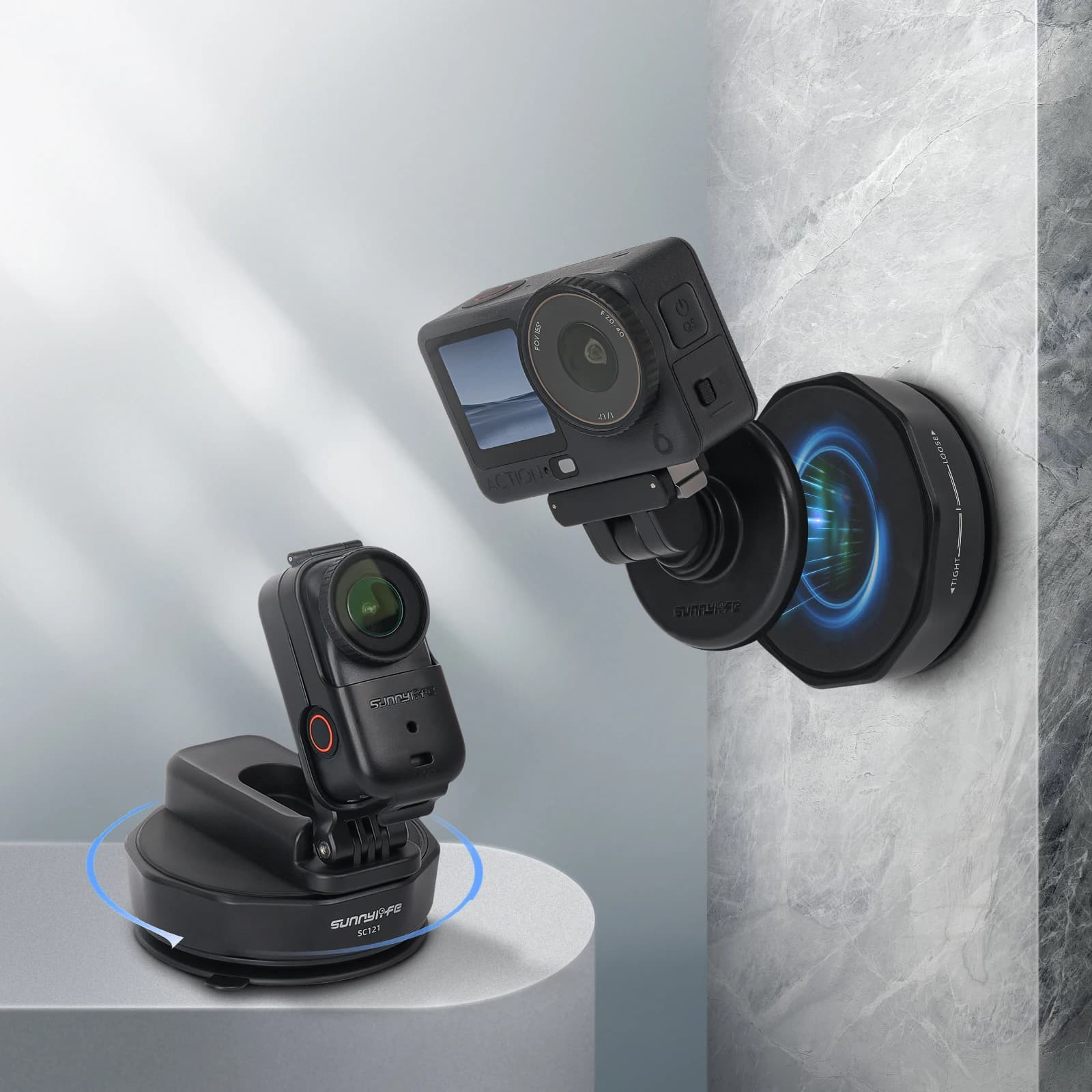 Universal Suction Suction Reinforced to Rotational Training with Torsion Manual Lock for Action Camera, Magnetic Expansion Accessories