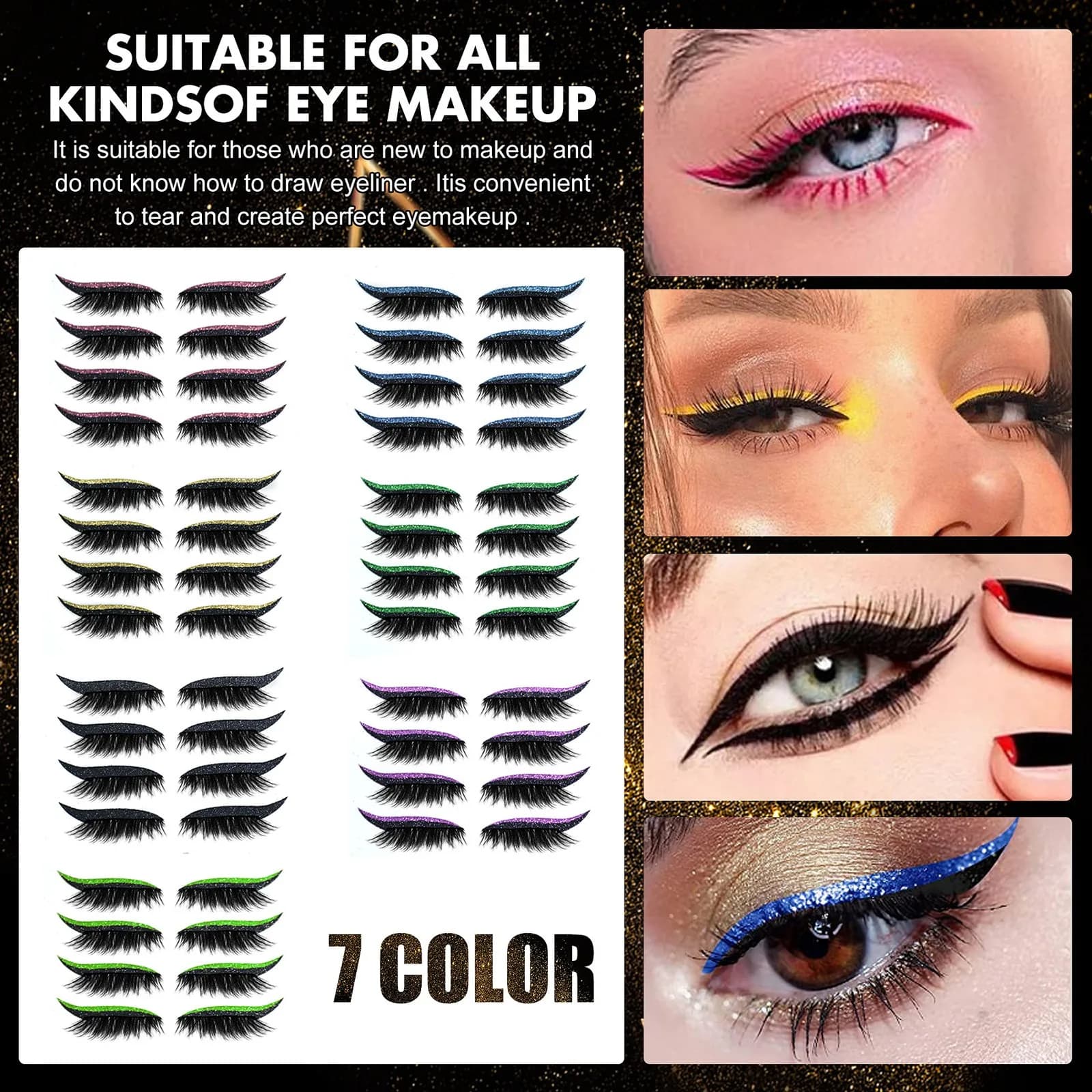 Wall decals for self-adhesive glitter style European Wall decals for makeup eyes for waterproof parties Mascara reusable lazy shadow