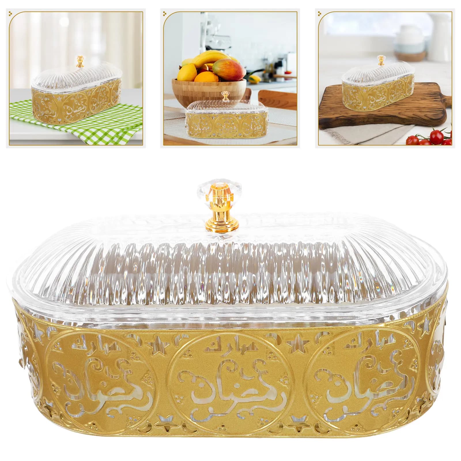 Elegante Vassoio per Dolci in Stile Mediorientale, Piatto in Ferro per Snack, Frutta Secca, Cioccolatini, Stoviglie per Feste del Ramadan, Eid Mubarak