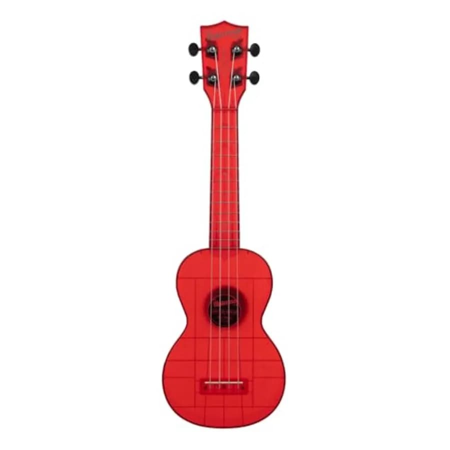 Ukulele soprano marittimo rosso a 4 corde della collezione Waterman Sea Glass Classroom Instruments