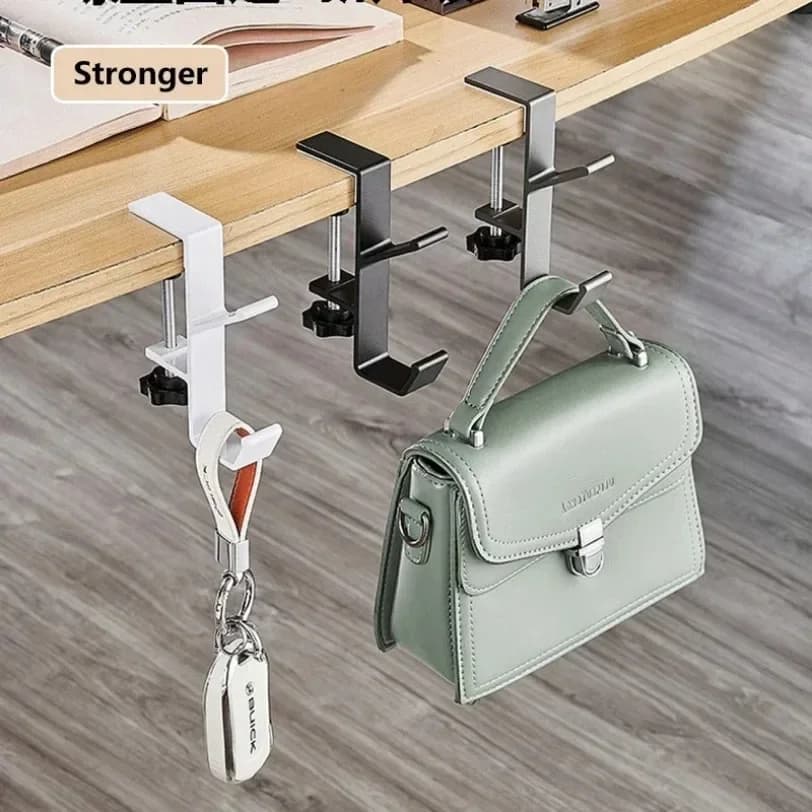 Multi-Purpose Desk Hook Punch-Free Headset & Bag Hanger with Adjustable Clamp for Home/Office/Gaming Setup