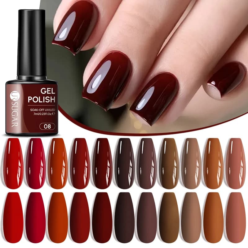 UR SUGAR 7ml Smalto per unghie gel serie rosso ciliegia Vino rosso 107 colori Glitter scintillanti Semi permanente Soak Off Gel UV LED Vanrish