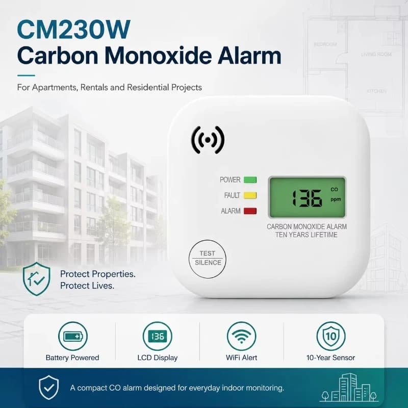 CO gas alarm, smart graffiti Wi-Fi carbon monoxide detector, suitable for home security