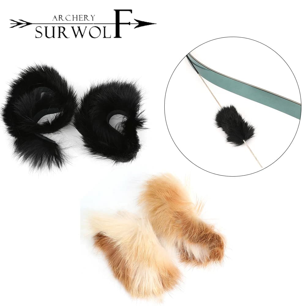 2pcs/pair Rabbit Fur Recurve Bow String Shock Absorber Soft Smooth Portable Recurve Bow Stabilizer Hunting Shooting Accessories
