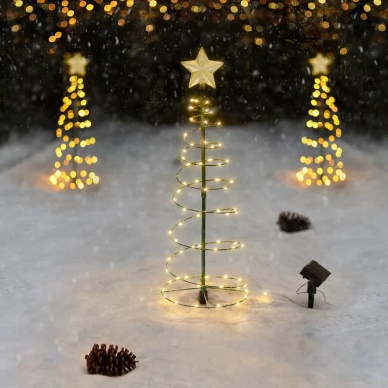 Lampada da albero di Natale a spirale a LED Lampada da decorazione natalizia a spirale in metallo a LED solare per interni ed esterni
